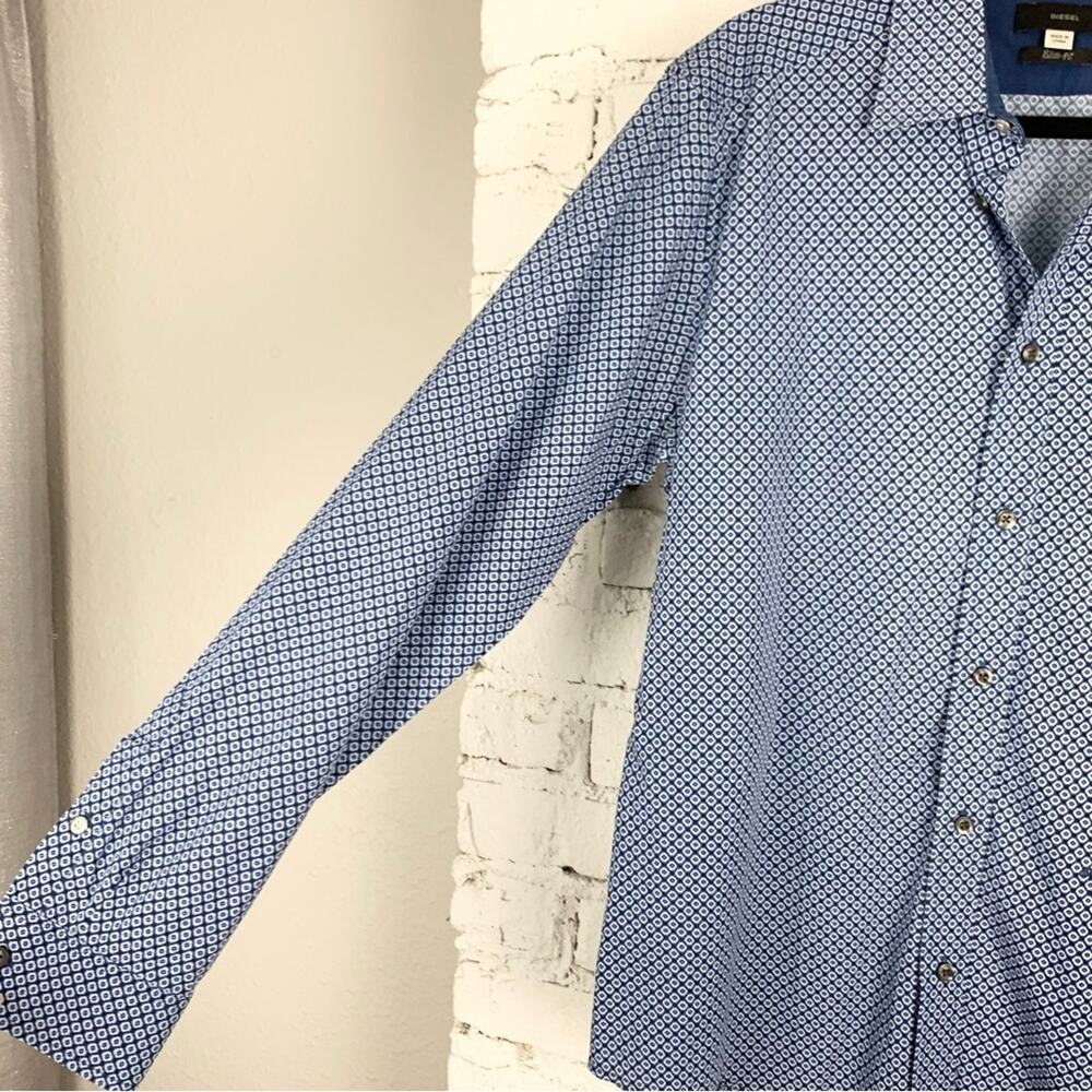 Diesel Blue Slim Fit Button Down Long Sleeve Dress Shirt XL - Picture 7 of 16